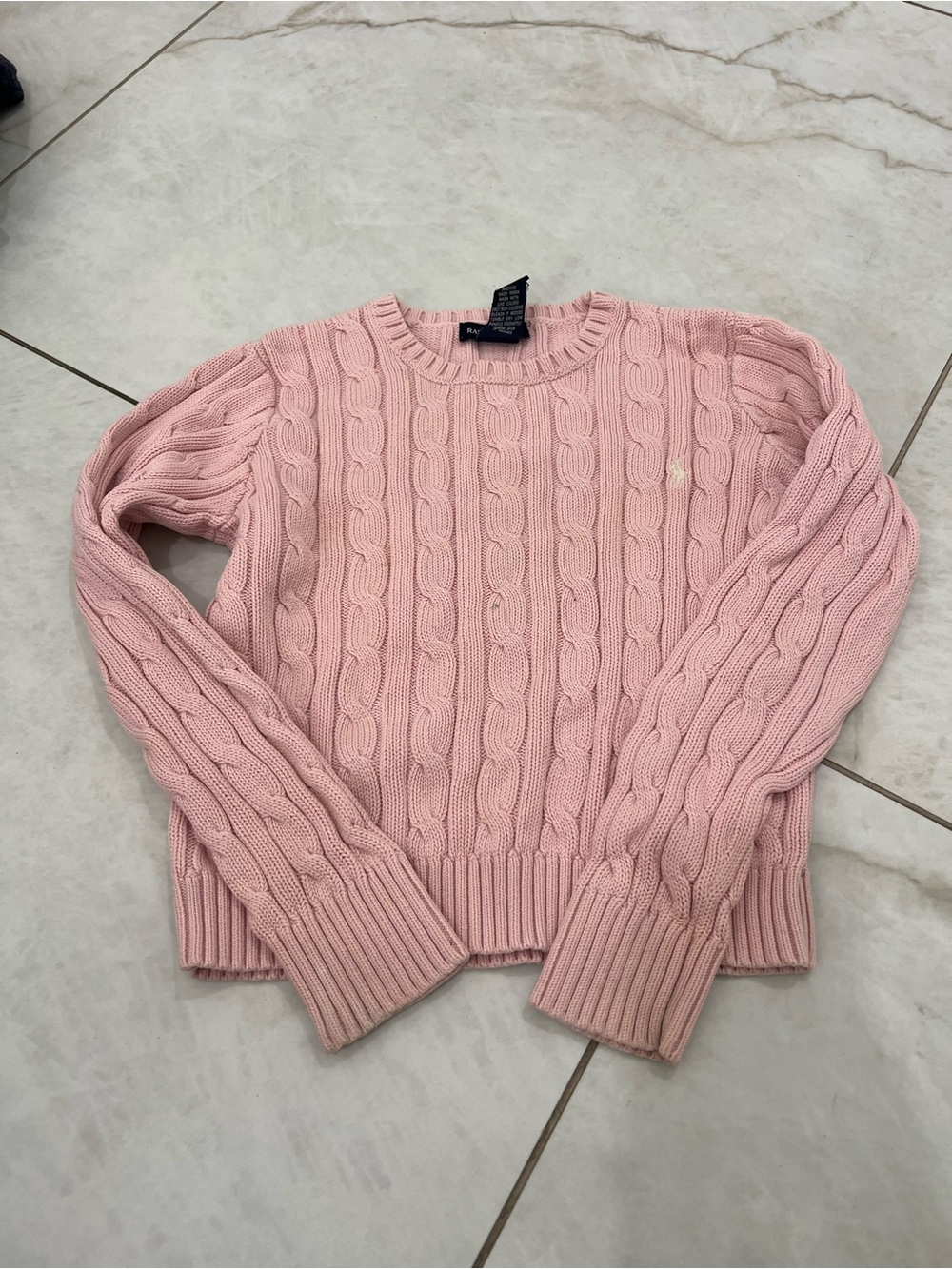 Ralph Lauren Light Pink Cable Knit Sweater Size Small (7)